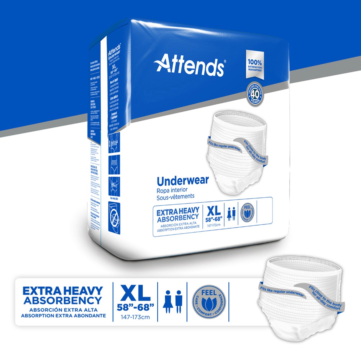 Attends® Care Unisex Adult Absorbent Underwear Pull On with Tear Away Seams X-Large Disposable Heavy Absorbency (1028713_CS)