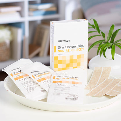 McKesson Skin Closure Strip 1 X 5 Inch Nonwoven Material Flexible Strip Tan (876304_BX)