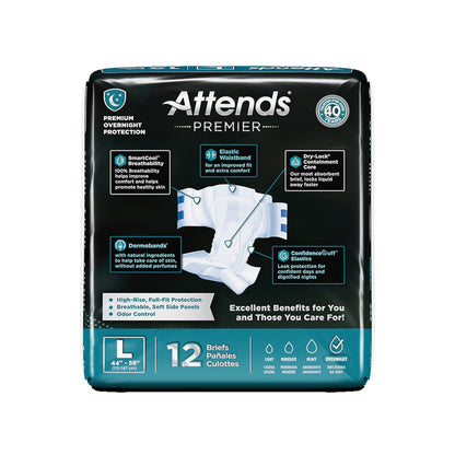 Attends® Premier Unisex Adult Incontinence Brief Large Disposable Heavy Absorbency (1128074_CS)