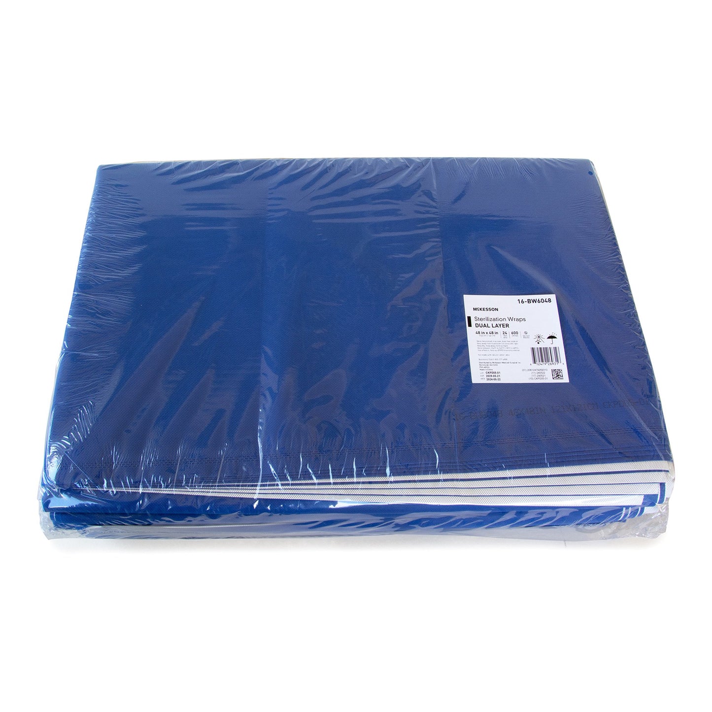 McKesson Sterilization Wrap White / Blue 48 X 48 Inch Dual Layer SMS Polypropylene (1245166_CS)