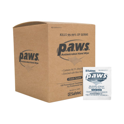 P.A.W.S.® Hand Sanitizing Wipe 100 Count Ethyl Alcohol Wipe Individual Packet (628359_CS)