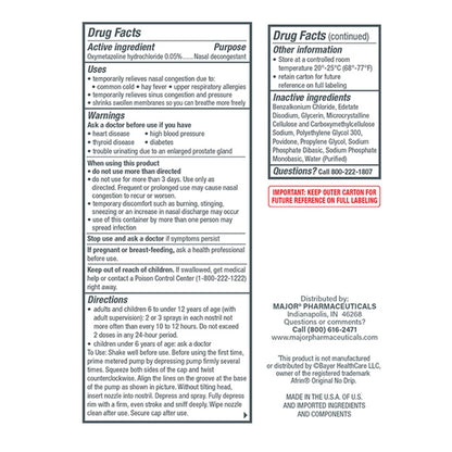 Major Pharmaceuticals Sinus Relief 0.05% Strength Nasal Spray 30 mL (1260332_EA)