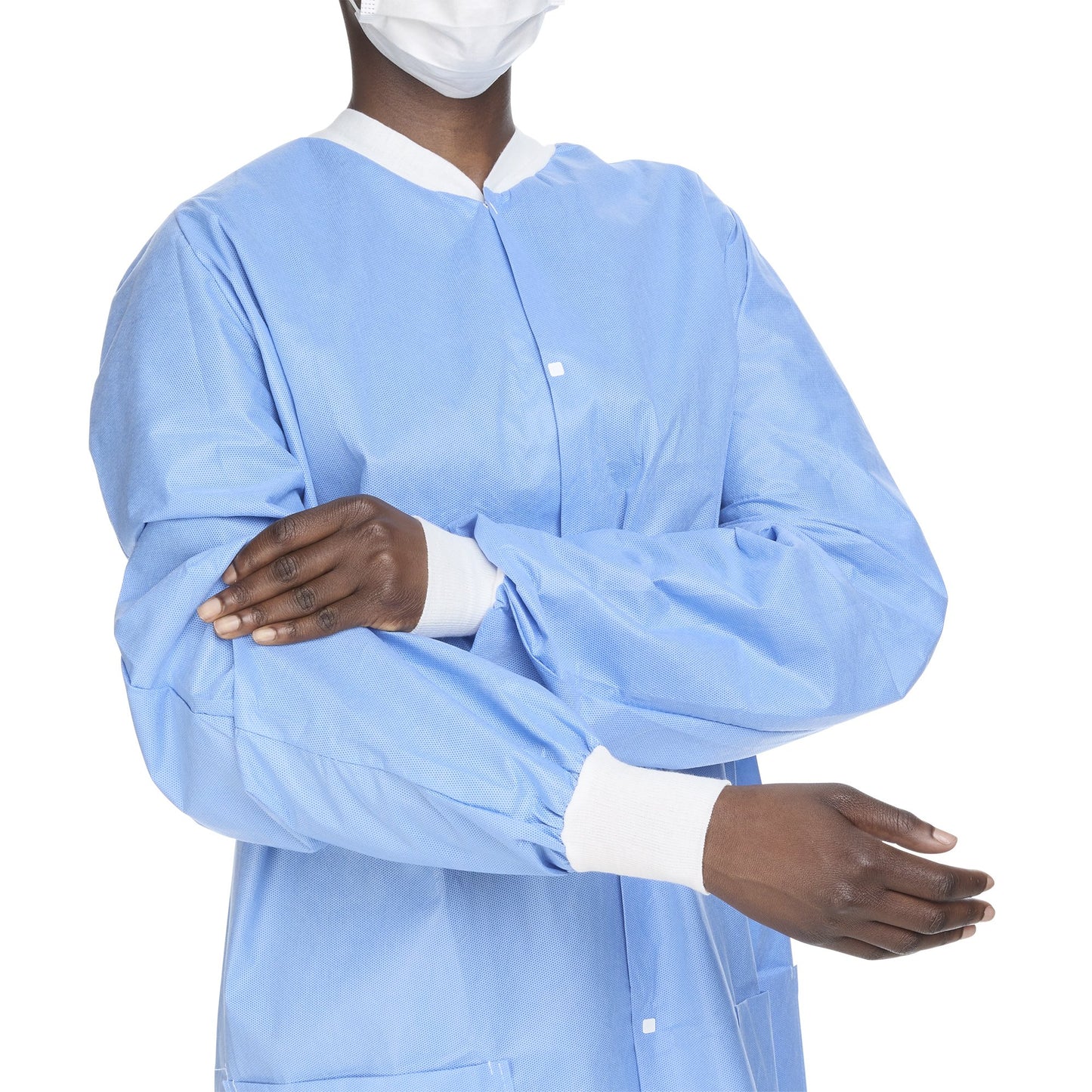 O&M Halyard Inc Lab Jacket Blue X-Large Hip Length 3-Layer SMS Disposable (130627_CS)