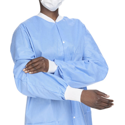 O&M Halyard Inc Lab Jacket Blue X-Large Hip Length 3-Layer SMS Disposable (130627_CS)