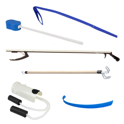 FabLife™ ADL Hip / Knee Equipment Kit Reacher - 32 Inch Length / Shoehorn - 18 Inch Length / Dressing Stick - 24 Inch Length / Leg Lifter - 32 Inch Length (1169446_KT)