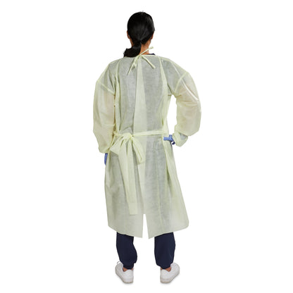 McKesson Protective Procedure Gown One Size Fits Most Yellow NonSterile AAMI Level 2 Disposable (1247993_BG)