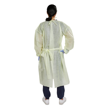 McKesson Protective Procedure Gown One Size Fits Most Yellow NonSterile AAMI Level 2 Disposable (1247993_CS)