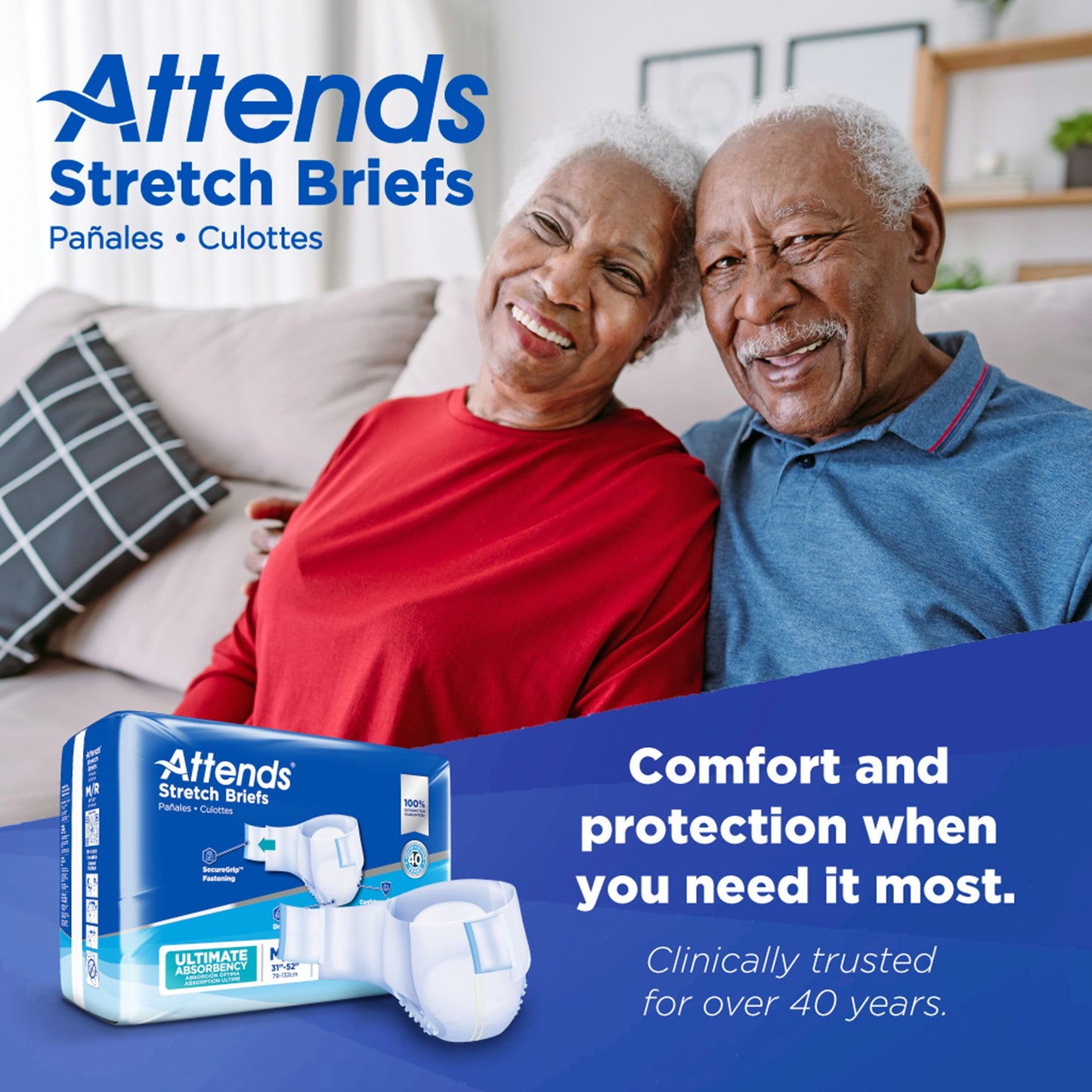 Attends® Stretch Unisex Adult Incontinence Brief Medium / Regular Disposable Heavy Absorbency (980213_CS)