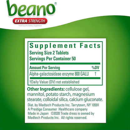 Beano® Gas Relief 400 GALU Strength Tablet 100 per Bottle (848165_BT)