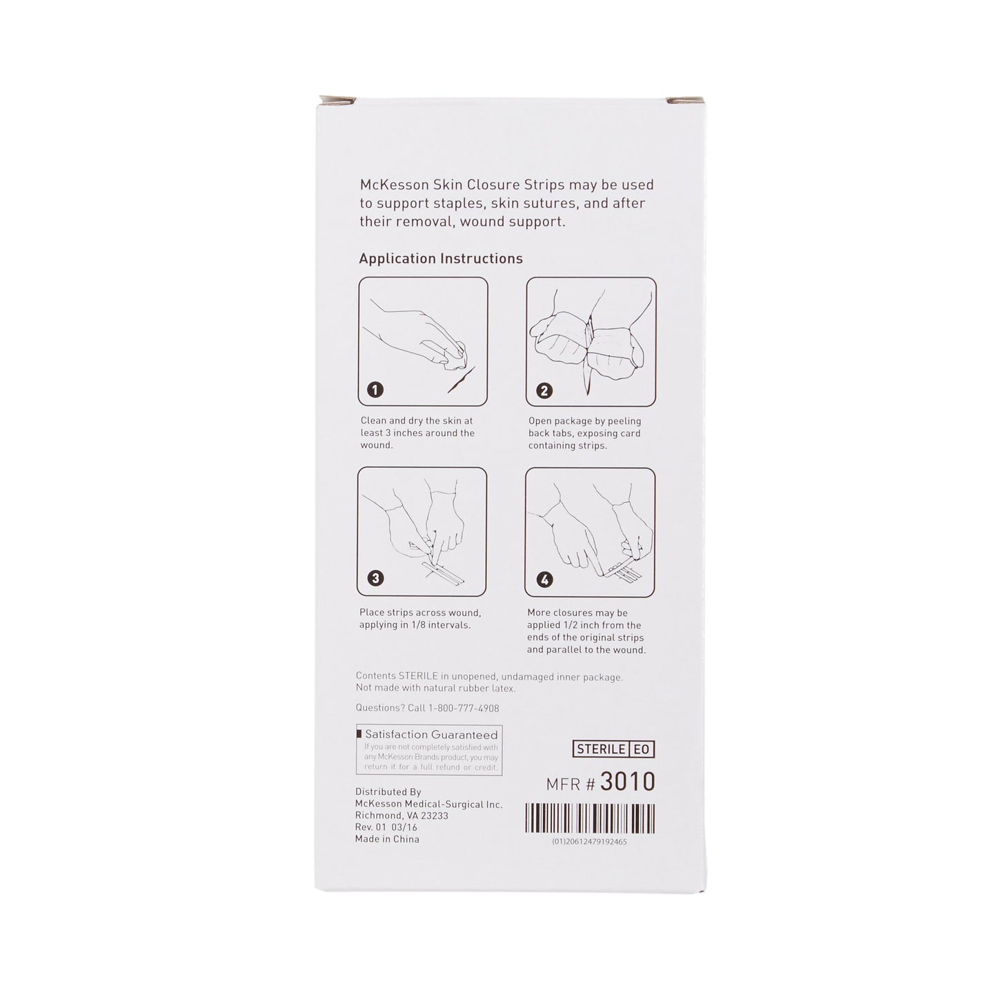 McKesson Skin Closure Strip 1/2 X 4 Inch Nonwoven Material Reinforced Strip White (876309_PK)