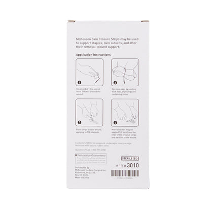 McKesson Skin Closure Strip 1/2 X 4 Inch Nonwoven Material Reinforced Strip White (876309_CS)
