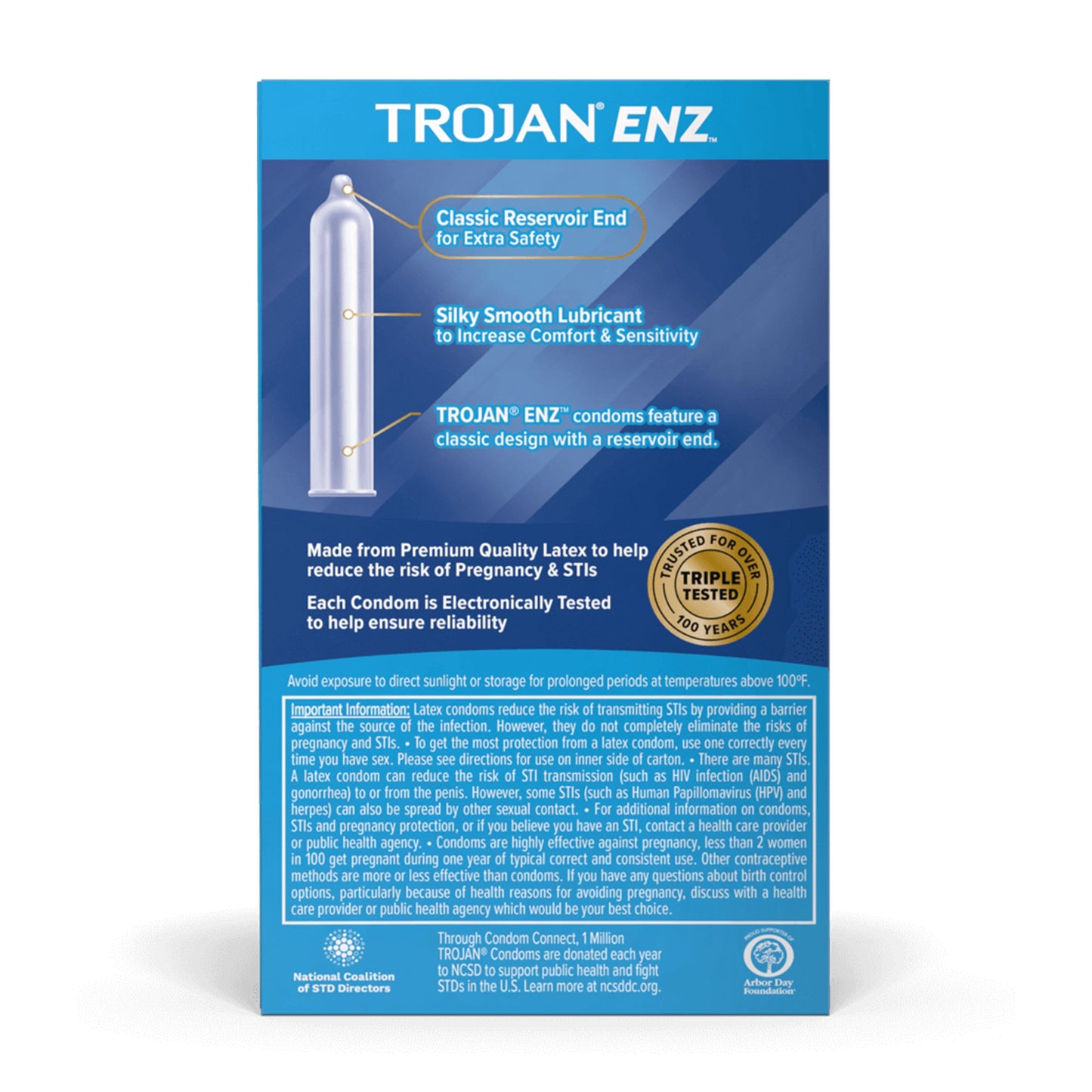 Trojan-Enz® Condom Lubricated 3 per Box (892765_BX)
