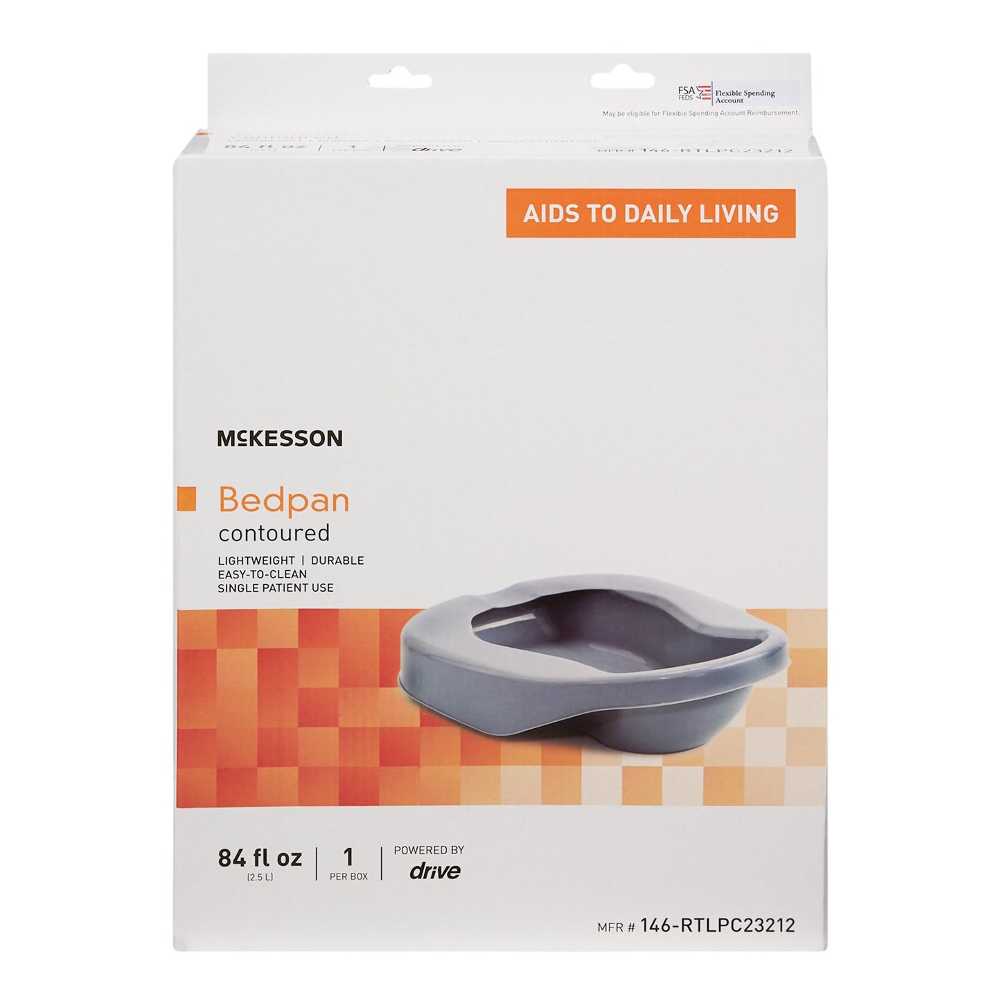 McKesson Contoured Bedpan Gray 84 oz. / 2484 mL (1103357_EA)