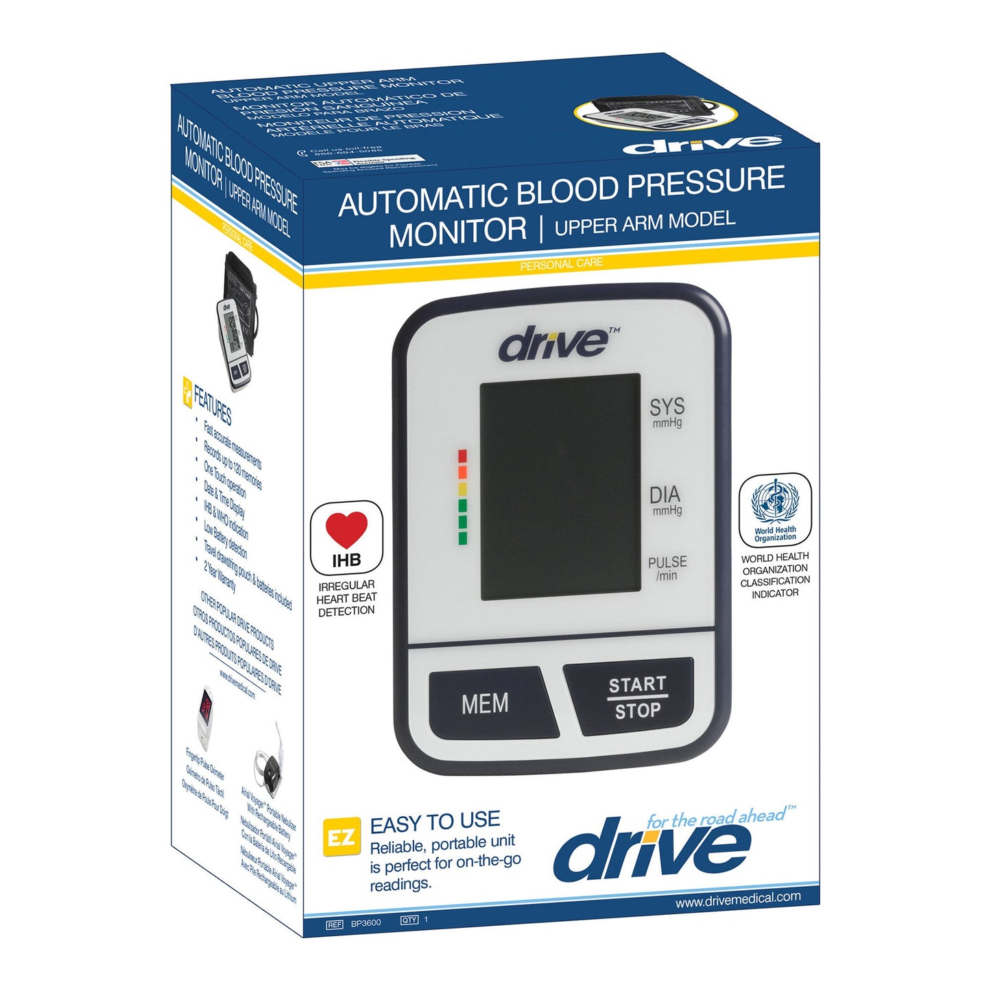 Drive™ Home Automatic Digital Blood Pressure Monitor Medium Cuff Nylon Cuff 22 - 36 cm Desk Model (1058324_EA)