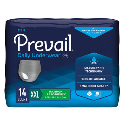 Prevail® Daily Underwear Male Adult Absorbent Underwear Pull On with Tear Away Seams 2X-Large Disposable Heavy Absorbency (1131098_BG)