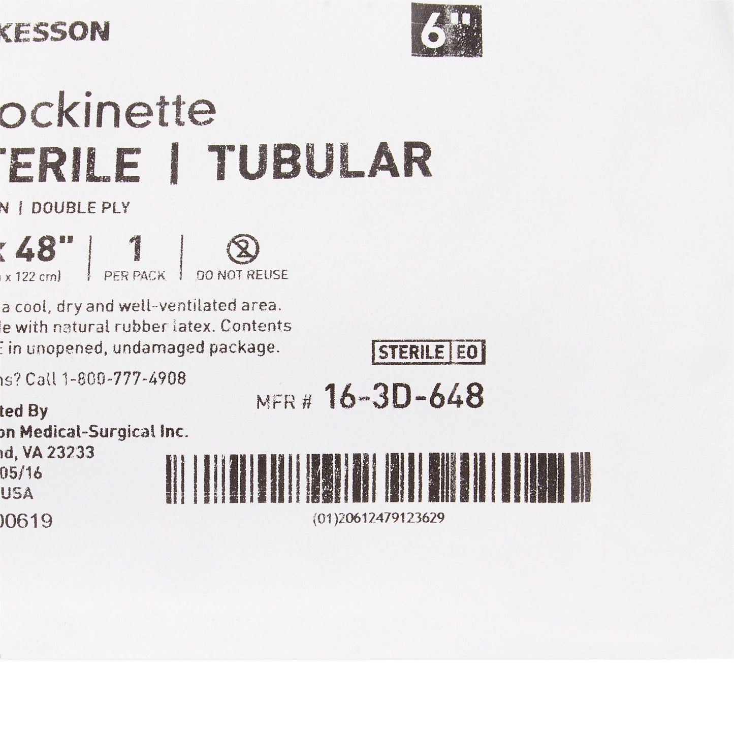 McKesson Surgical Stockinette Tubular 6 X 48 Inch Sterile (460832_EA)