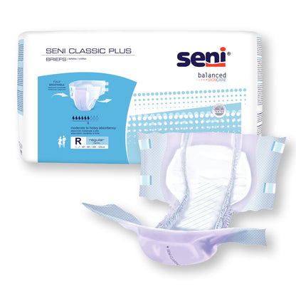 Seni® Classic Plus Unisex Adult Incontinence Brief Regular Disposable Moderate Absorbency (1163856_CS)