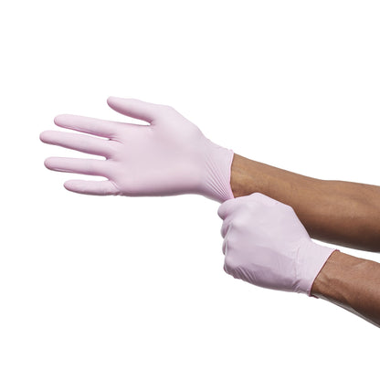 McKesson Pink Nitrile® Exam Glove Large NonSterile Nitrile Standard Cuff Length Textured Fingertips Pink Not Rated (1065403_CS)