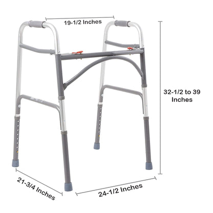 McKesson Bariatric Dual Release Folding Walker Adjustable Height Steel Frame 500 lbs. Weight Capacity 32-1/2 to 39 Inch Height (1065262_EA)