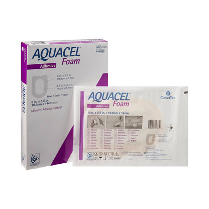 Aquacel® Foam Dressing 5-1/2 X 8 Inch With Border Waterproof Film Backing Silicone Adhesive Heel Sterile (802597_BX)