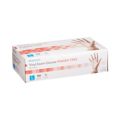 McKesson Exam Glove Large NonSterile Vinyl Standard Cuff Length Smooth Clear Not Rated (354440_CS)