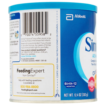 Similac® Advance® Infant Formula Unflavored 12.4 oz. Can Powder Iron (746696_CS)