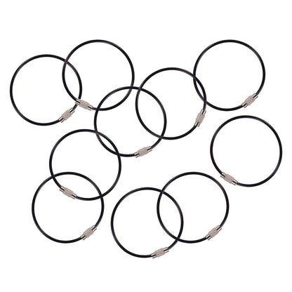 Ergodyne Arsenal 5719 Wire Cable Key Ring, 1.88" dia, Iron, Black, 10/Pack (EGO13722)