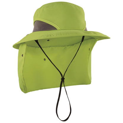 Ergodyne Chill-Its 8934 Ranger Hat with Neck Shade, Microfiber/Polyester, Small/Medium, Lime (EGO12710)