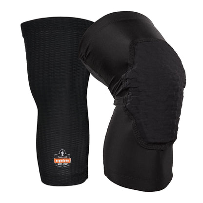 Ergodyne Proflex 525 Lightweight Padded Knee Sleeves, Slip-On, Small/Medium, Black, Pair (EGO18525)
