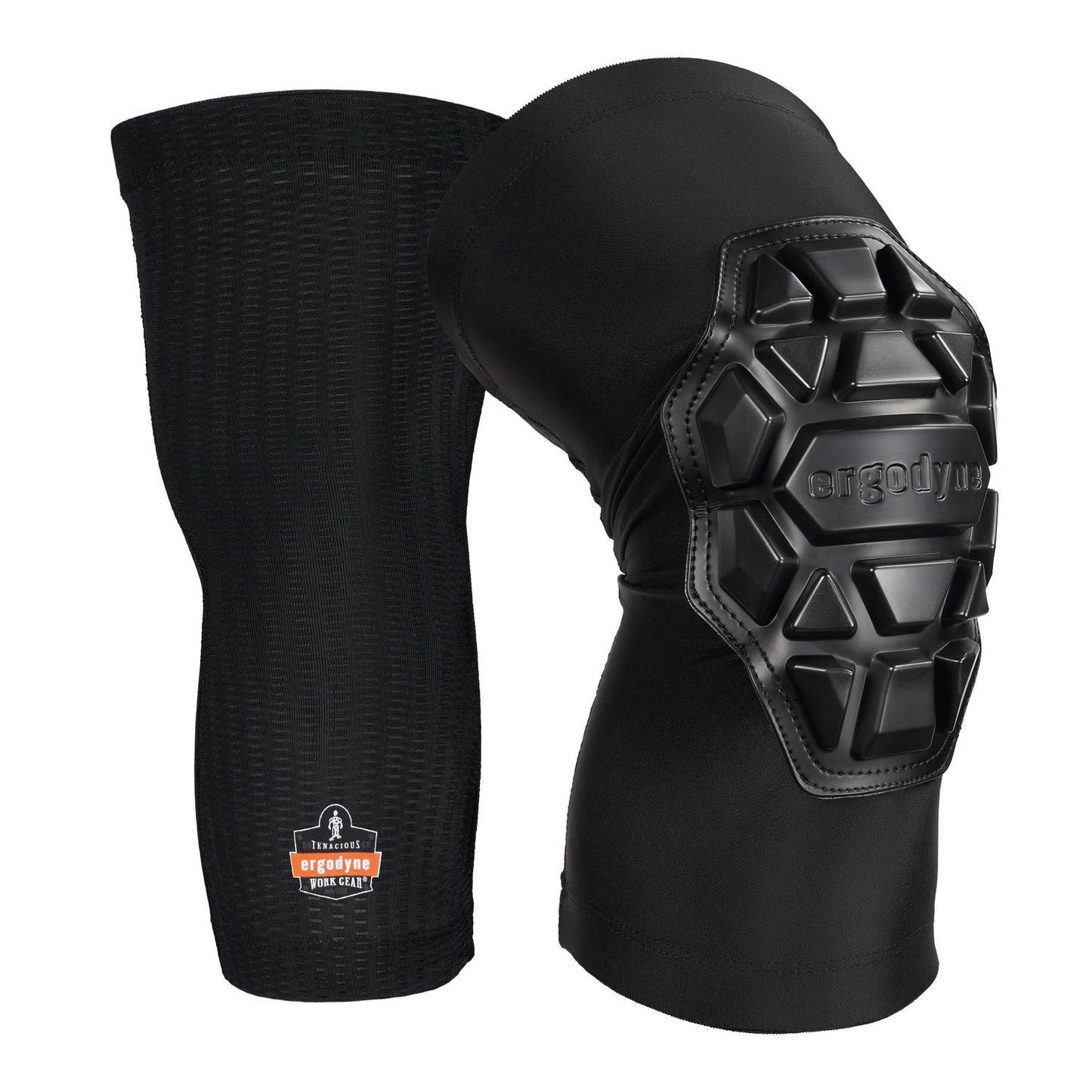 Ergodyne ProFlex 550 Padded Knee Sleeves with 3-Layer Foam Cap, Slip-On, X-Large+, Black, Pair (EGO18553)
