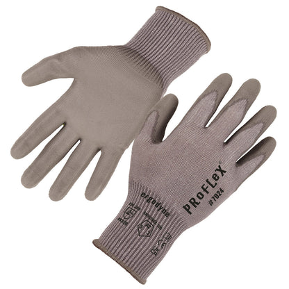 Ergodyne ProFlex 7024 ANSI A2 PU Coated CR Gloves, Gray, X-Small, Pair (EGO10401)