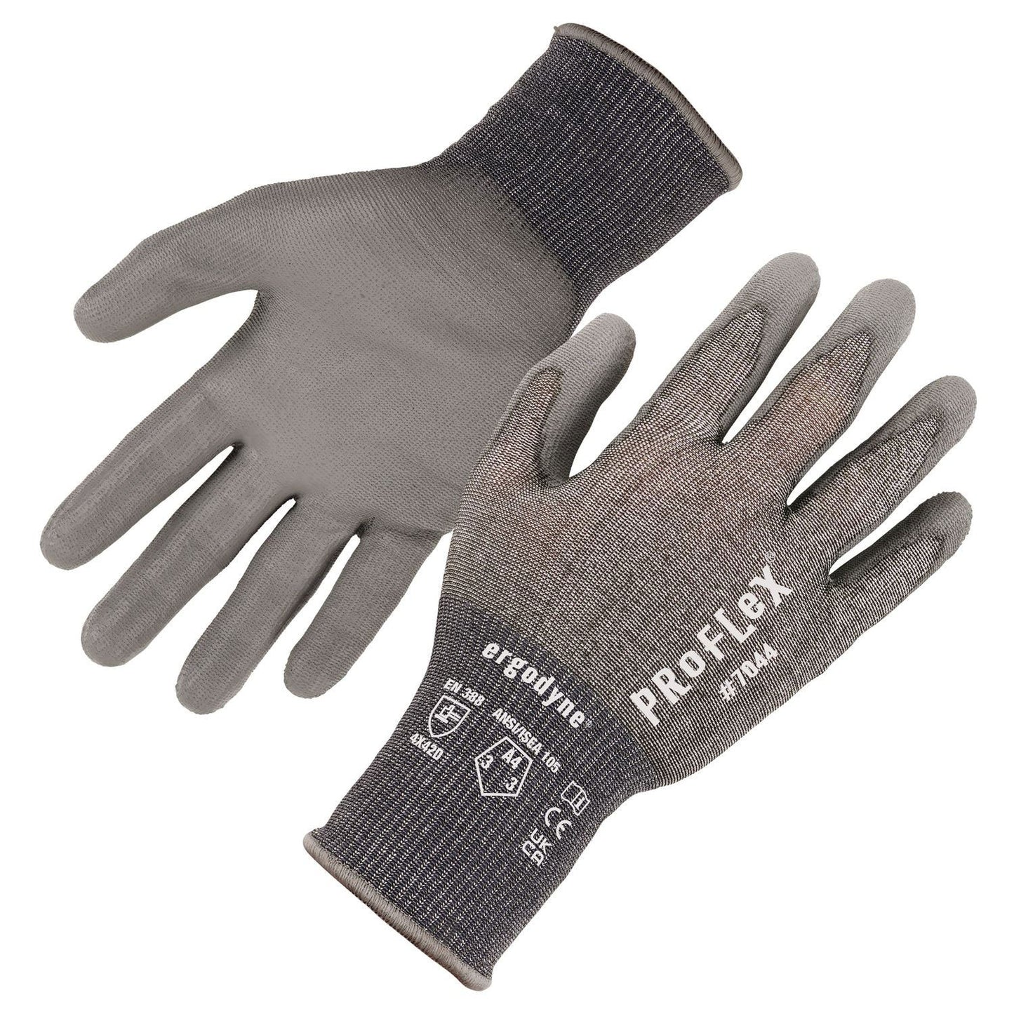 Ergodyne ProFlex 7044 ANSI A4 PU Coated CR Gloves, Gray, X-Small, Pair (EGO10491)