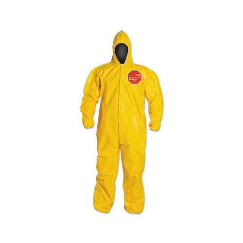 Extensis Tychem® 2000 Coverall, Bound Seams, Attached Hood, Elastic Wrists and Ankles, Front Zipper, Storm Flap, Yellow, X-Large (251-QC127B-XL)