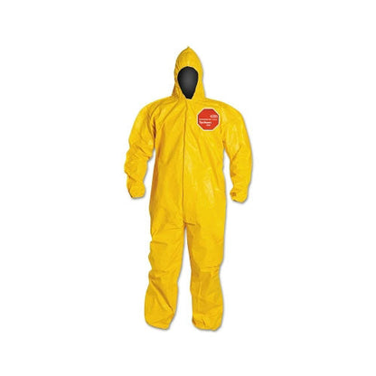 Extensis Tychem® 2000 Coverall, Bound Seams, Attached Hood, Elastic Wrists and Ankles, Front Zipper, Storm Flap, Yellow, X-Large (251-QC127B-XL)