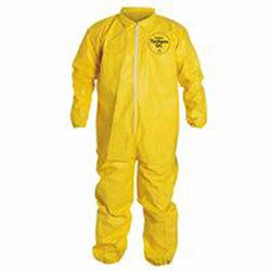 Extensis Tychem® 2000 Coverall, Serged Seams, Collar, Elastic Wrists and Ankles, Zipper Front, Storm Flap, Yellow, X-Large (251-QC125S-XL)