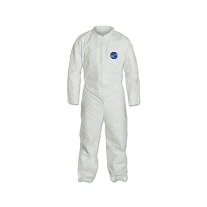 Extensis Tyvek® 400 Coverall, Serged Seams, Collar, Elastic Waist, Open Wrists/Ankles, Front Zipper, Storm Flap, White, XL, Vend Pack (251-TY120SWHXL0025VP)