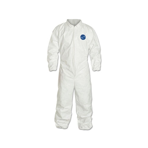 Extensis Tyvek® 400 Coverall, Serged Seams, Collar, Elastic Waist, Elastic Wrists and Ankles, Zipper Front, Storm Flap, White, Medium (251-TY125SWHMD002500)
