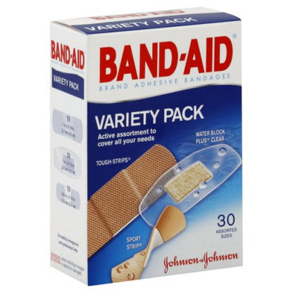 Band-Aid® Variety Pack Adhesive Strip Assorted Sizes Fabric / Plastic Assorted Shapes Clear / Tan Sterile (770776_BX)