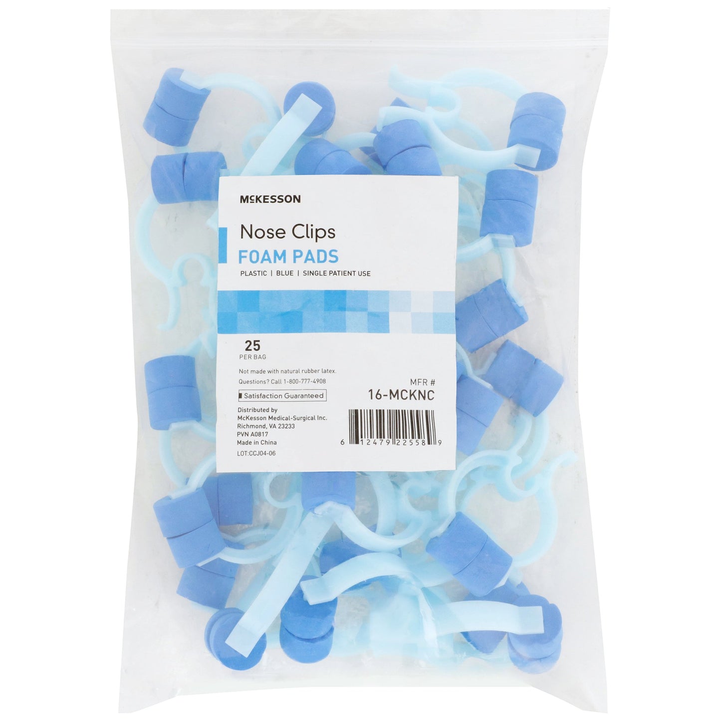 McKesson Nose Clip Foam, Disposable, Blue Plastic For Spirometer (1088134_BG)