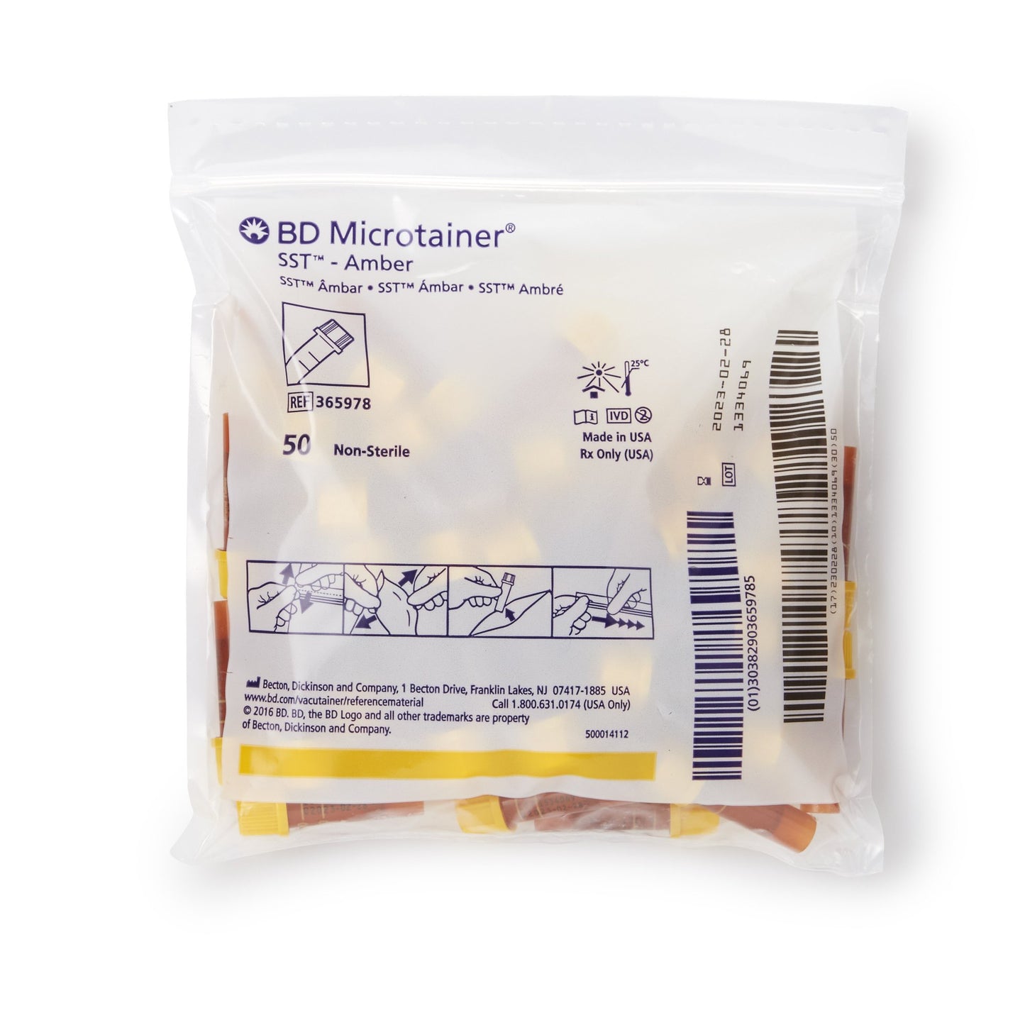 BD Microtainer® SST™ Capillary Blood Collection Tube Clot Activator / Separator Gel Additive 400 µL to 600 µL BD Microgard™ Closure Plastic Tube (419302_CS)