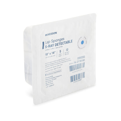 McKesson Surgical Laparotomy Sponge X-Ray Detectable Cotton 18 X 18 Inch 5 Count Hard Pack Sterile (640985_PK)