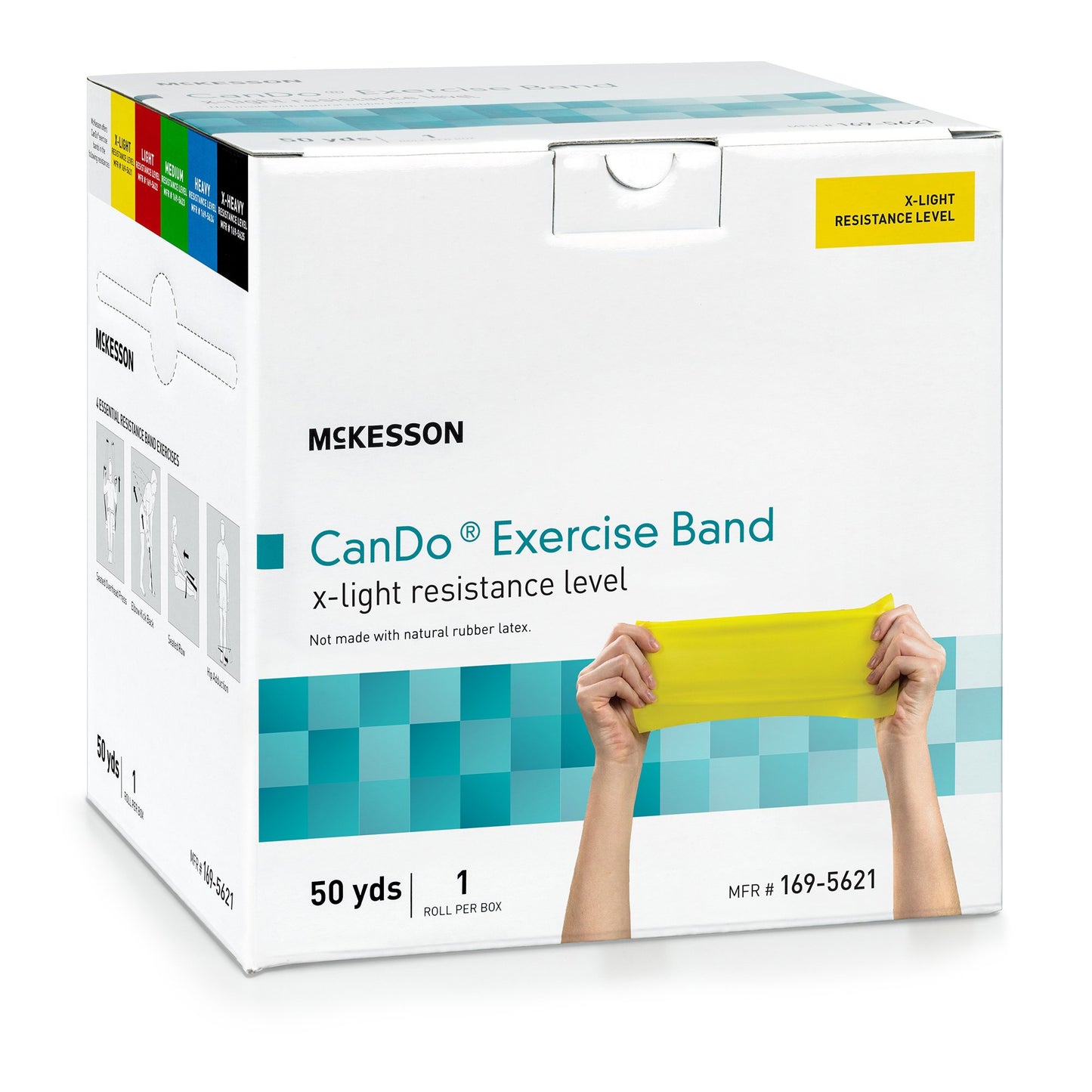 McKesson CanDo® Exercise Resistance Band Yellow 5 Inch X 50 Yard X-Light Resistance (1199528_EA)