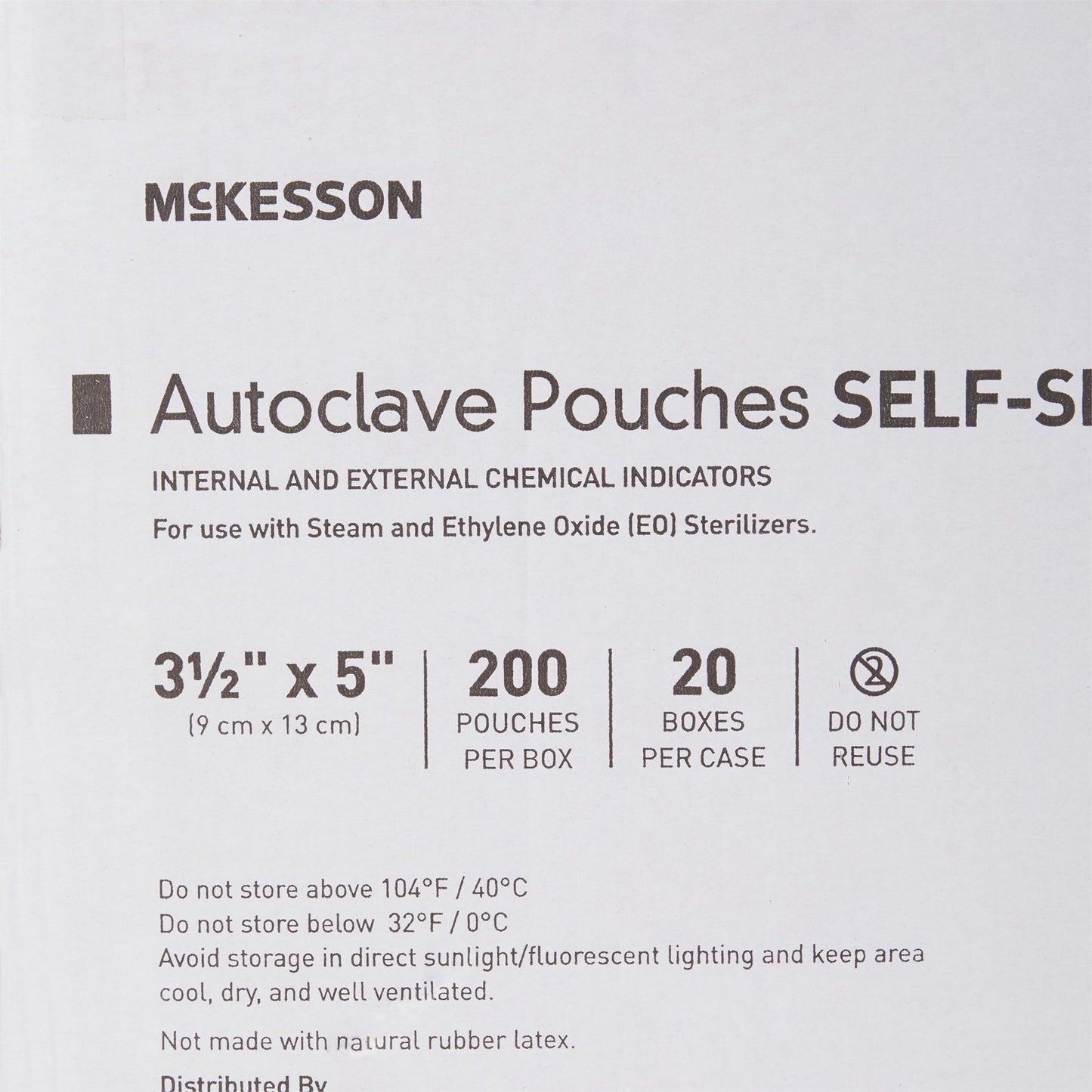 McKesson Sterilization Pouch Ethylene Oxide (EO) Gas / Steam 3-1/2 X 5 Inch Transparent Blue / White Self Seal Paper / Film (960942_BX)