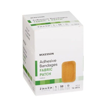 McKesson Adhesive Strip 2 X 3 Inch Fabric Rectangle Tan Sterile (466874_CS)