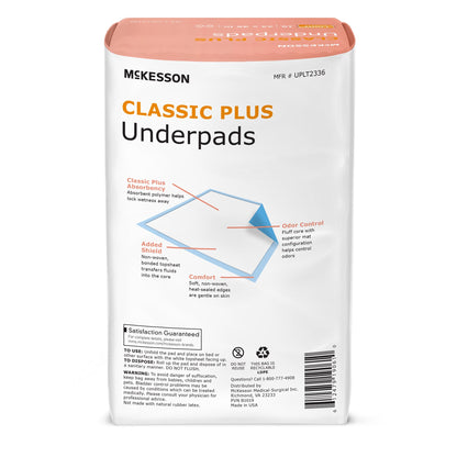 McKesson Classic Plus Disposable Underpad 23 X 36 Inch Fluff Mat Light Absorbency (724033_BG)