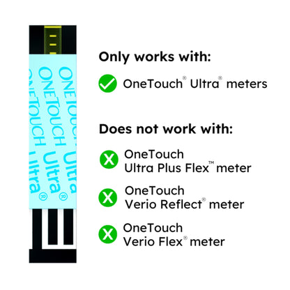 OneTouch® Ultra® Blue Blood Glucose Test Strips 50 Strips per Pack (850708_BX)