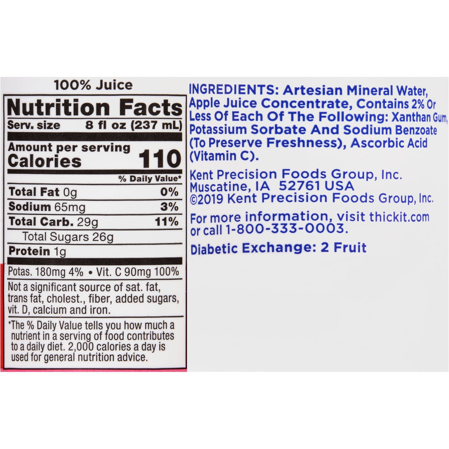 Thick-It® Clear Advantage® Thickened Beverage 8 oz. Bottle Apple Flavor Liquid IDDSI Level 2 Mildly Thick (803175_CS)