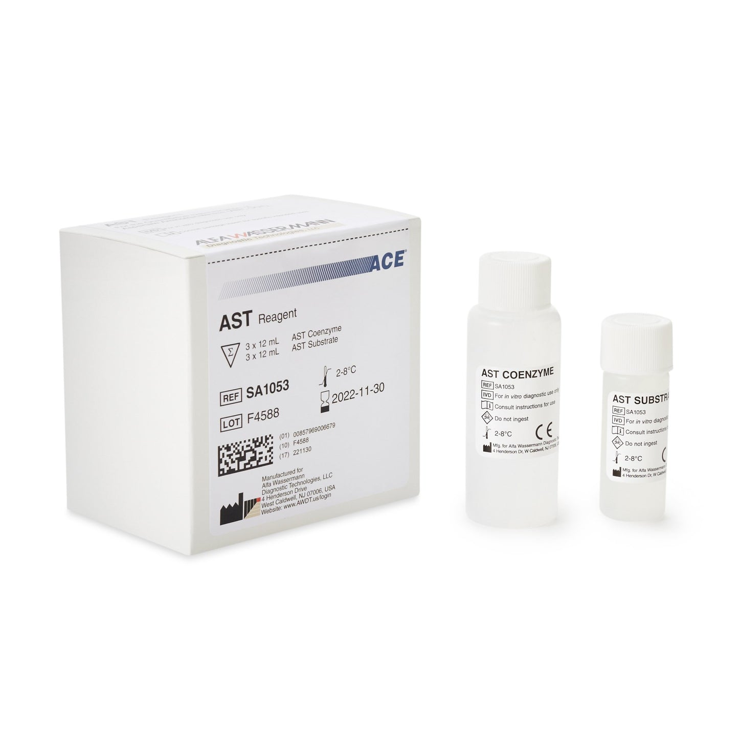 Alfa Wassermann General Chemistry Reagent Aspartate Aminotransferase (AST) For ACE Axcel / ACE Alera Clinical Chemistry Systems 450 Tests (1174839_KT)
