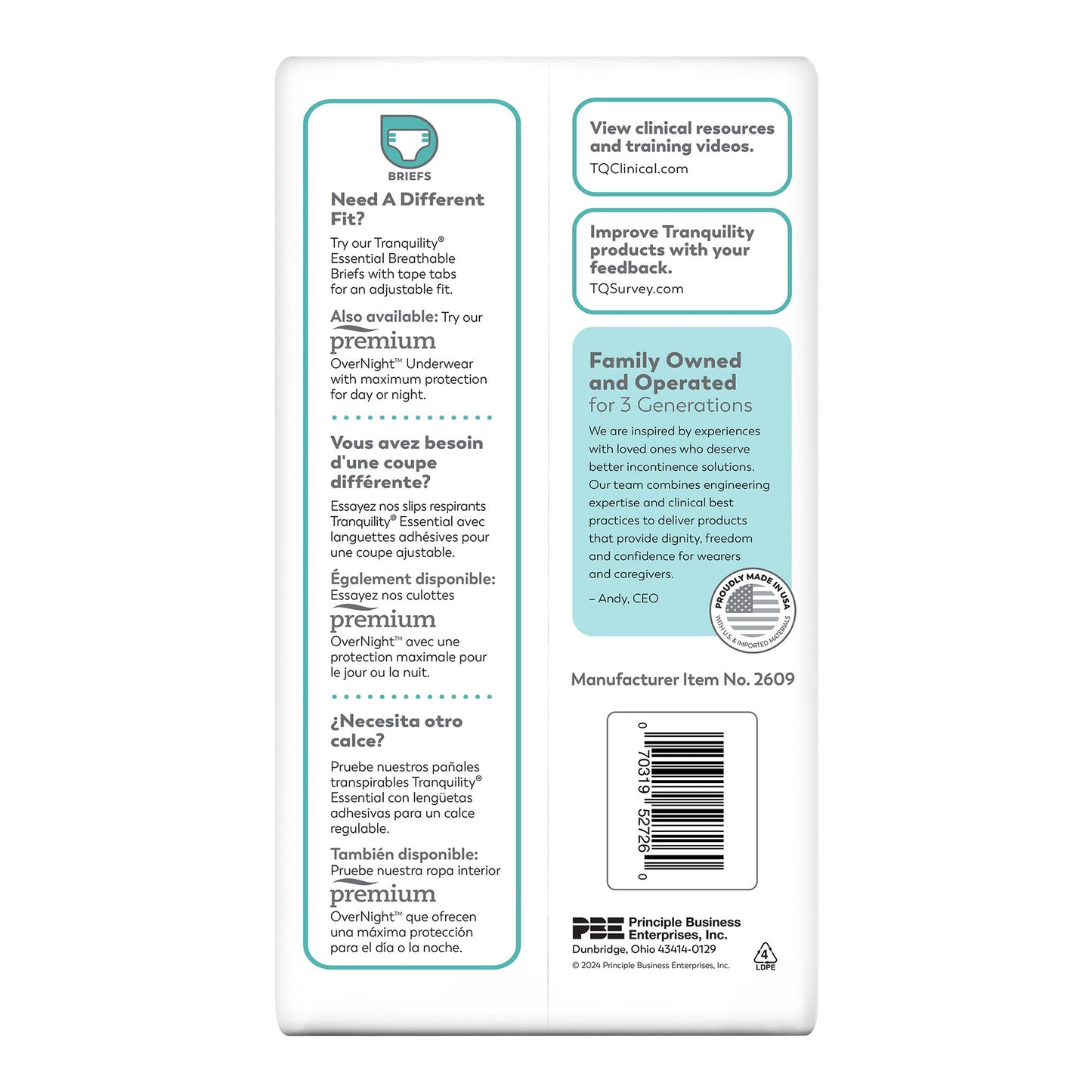 Tranquility® Essential Unisex Adult Absorbent Underwear Pull On with Tear Away Seams 3X-Large Disposable Heavy Absorbency (1252479_CS)