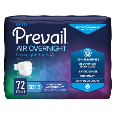 Prevail Air™ Overnight Unisex Adult Incontinence Brief Size 2 / Large Disposable Heavy Absorbency (1126351_BG)